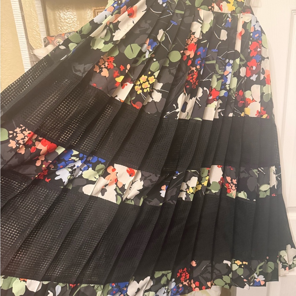 Banana Republic Black Floral A-Line Skirt